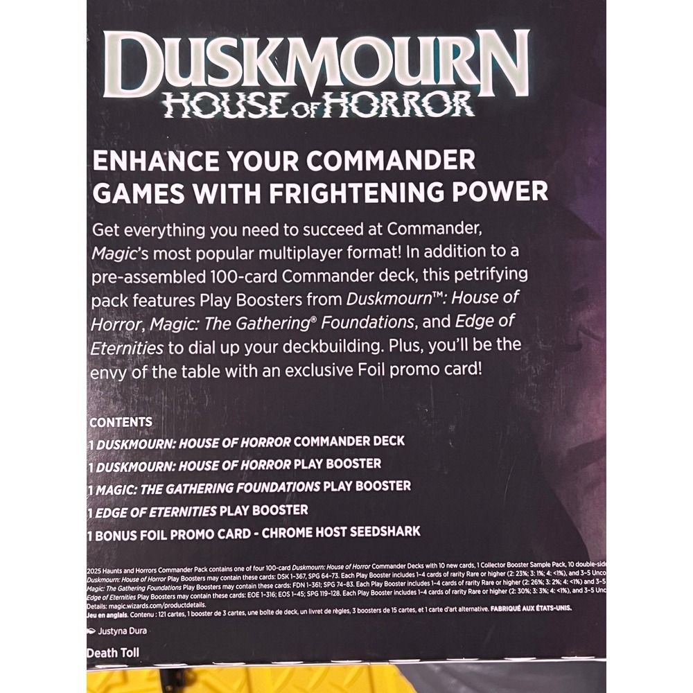 Magic The Gathering Duskmourn Haunts & Horrors Commander Pack NEW DEATH TOLL - Picture 4 of 4